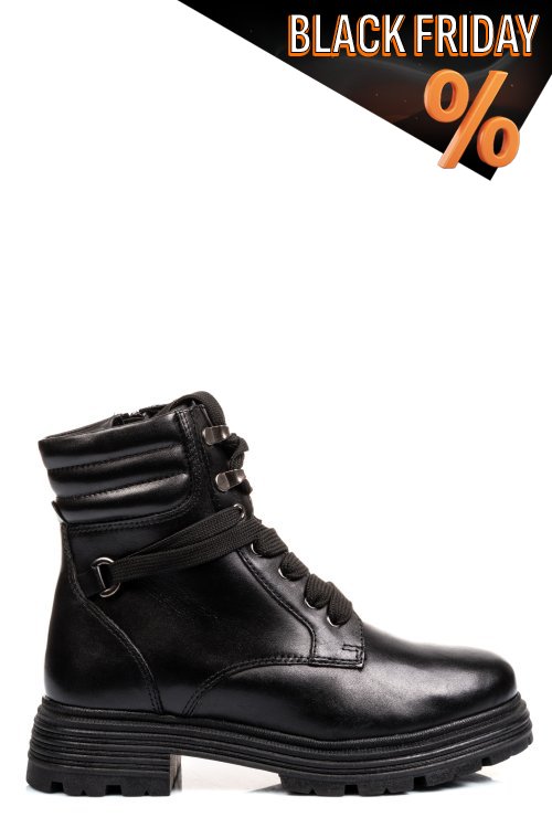 Fekete természetes bőr bakancs vs7hb25-4208