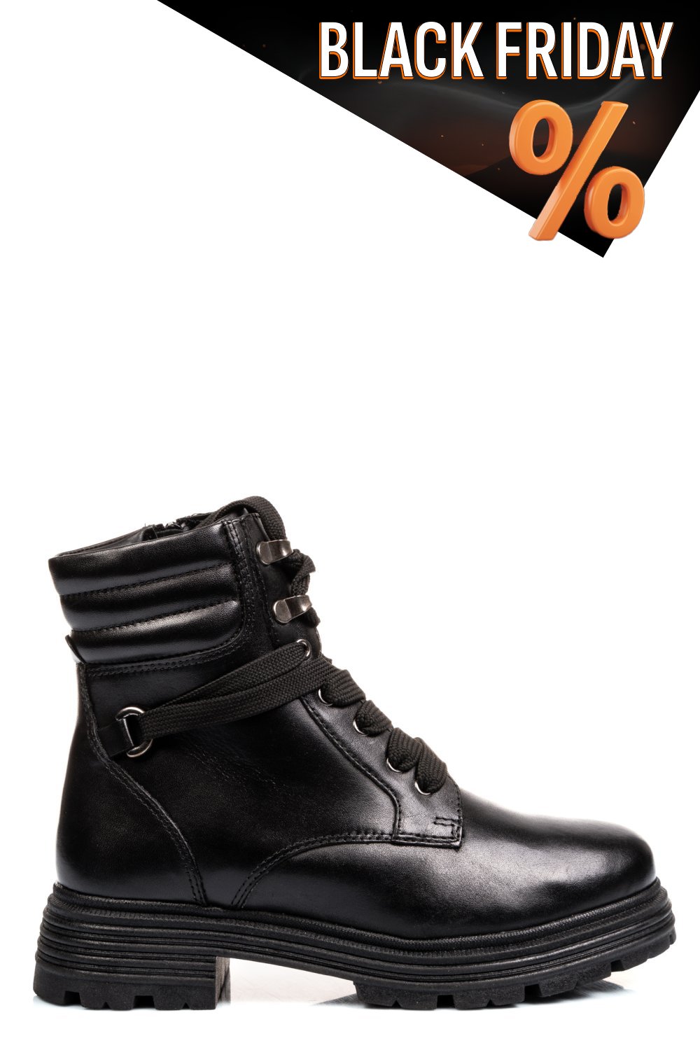 Fekete természetes bőr bakancs vs7hb25-4208