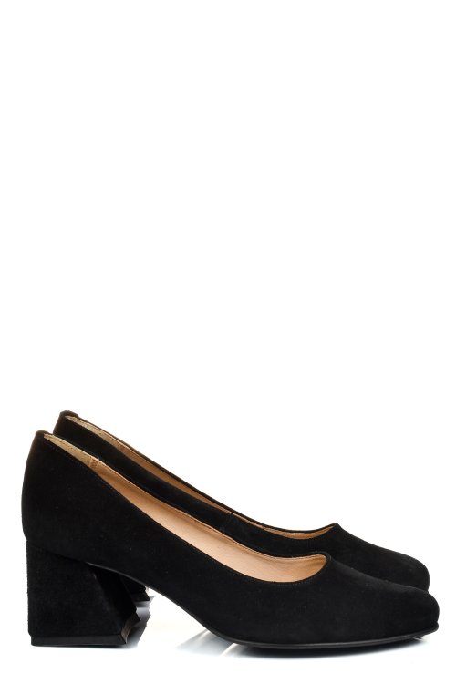 Fekete fordított bőr magassarkú cipők 5s7h003