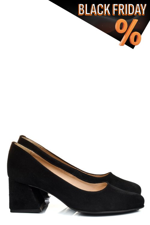 Fekete fordított bőr magassarkú cipők 5s7h003