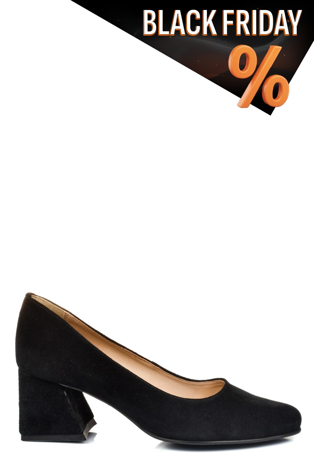 Fekete fordított bőr magassarkú cipők 5s7h003