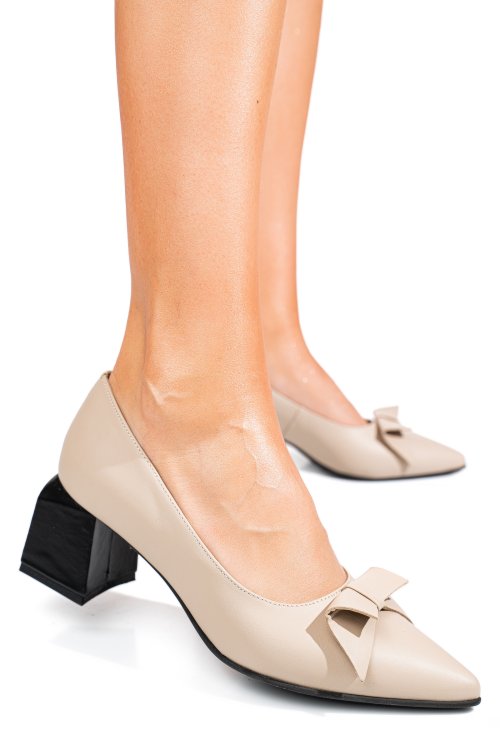 Bézs természetes bőr magassarkú cipők 5s7h463