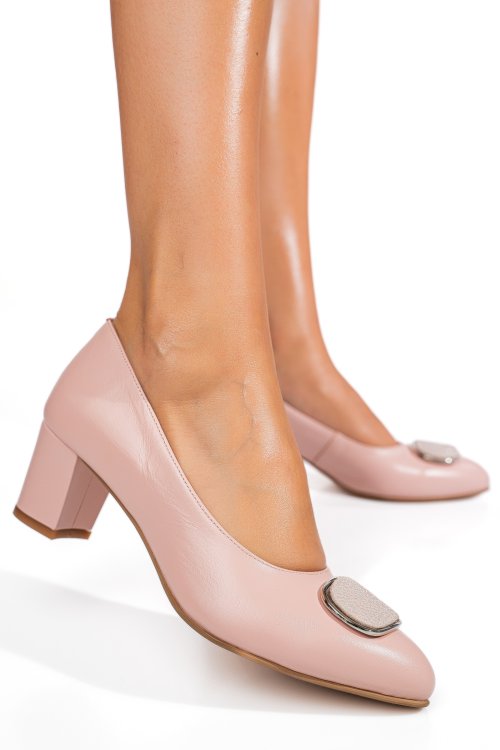 Rózsaszín természetes bőr magassarkú cipők 5s7h565