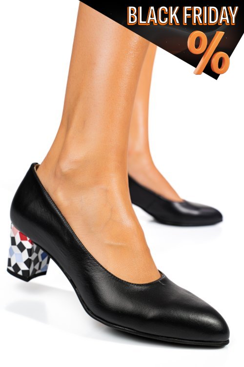 Fekete természetes bőr magassarkú cipők 1s7h400