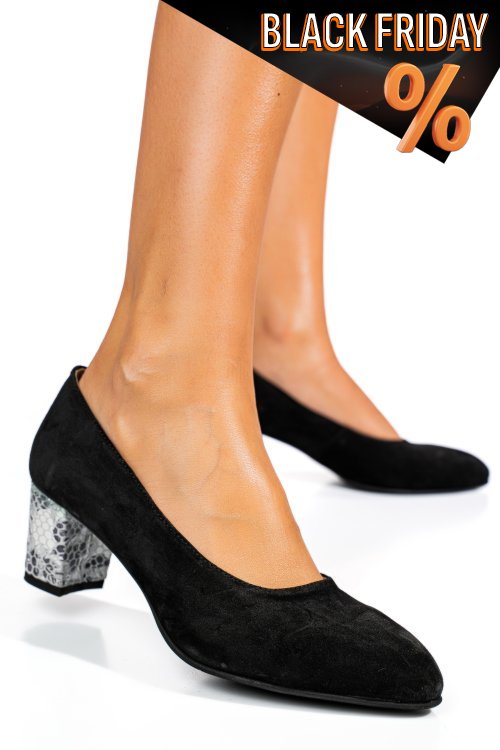 Fekete fordított bőr magassarkú cipők 1s7h400