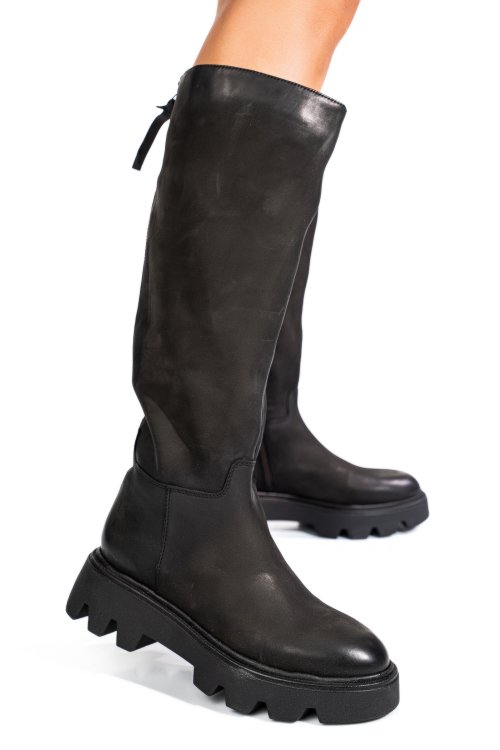 Fekete természetes bőr csizma 5s7h2122109