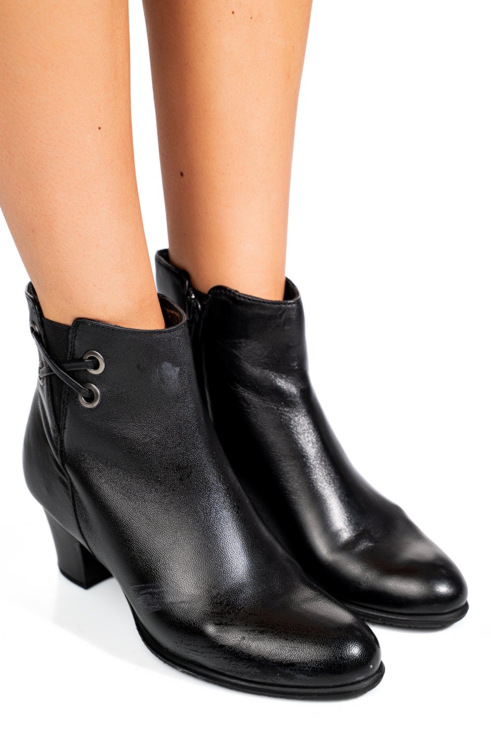 Fekete természetes bőr bokacsizma 5s7h3132010