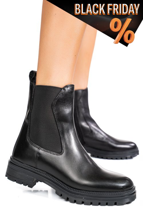Fekete természetes bőr bakancs ws7hh54h17