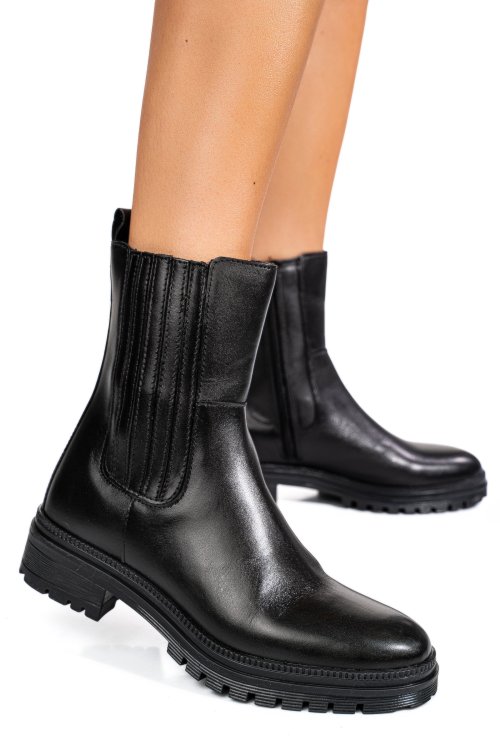 Fekete természetes bőr bakancs ws7hh54h18