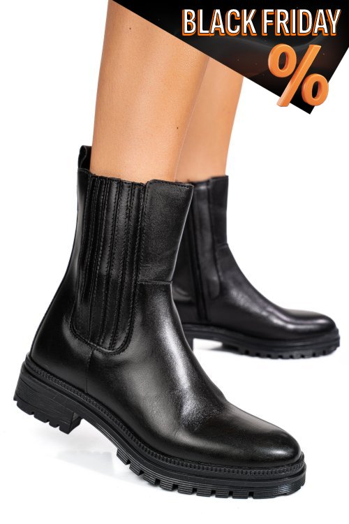 Fekete természetes bőr bakancs ws7hh54h18