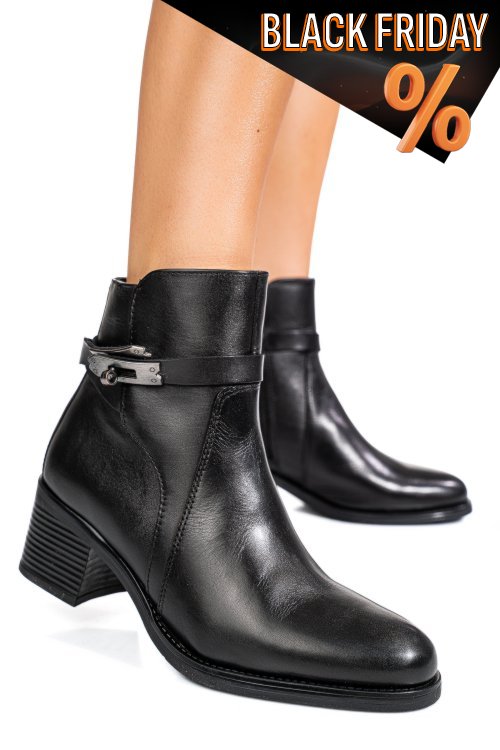 Fekete természetes bőr bakancs vs7hb26-4207