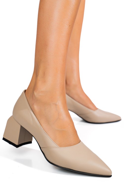 Bézs természetes bőr magassarkú cipők 5s7h460