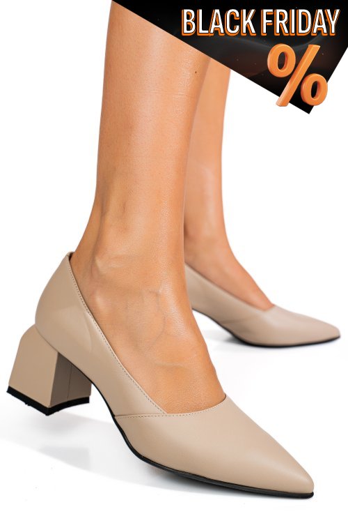 Bézs természetes bőr magassarkú cipők 5s7h460