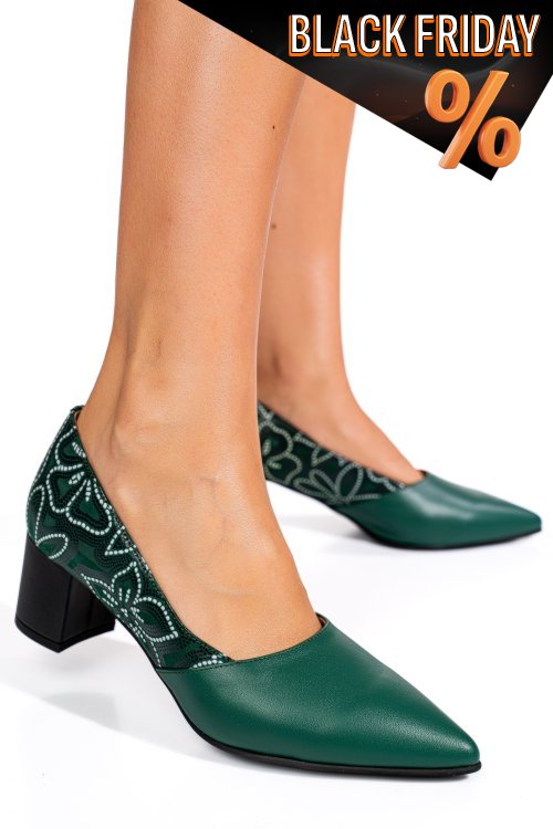 Zöld természetes bőr magassarkú cipők 5s7h602-ii