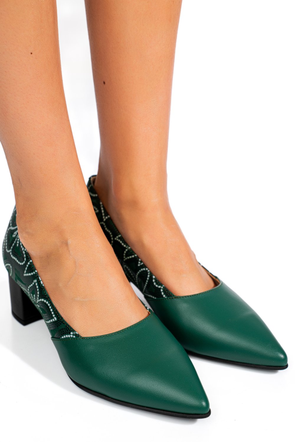 Zöld természetes bőr magassarkú cipők 5s7h602-ii