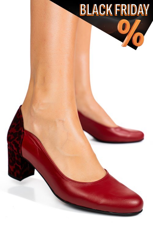Piros természetes bőr magassarkú cipők 1s7h482