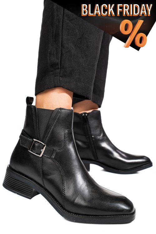 Fekete természetes bőr bakancs vs7hb22-4203