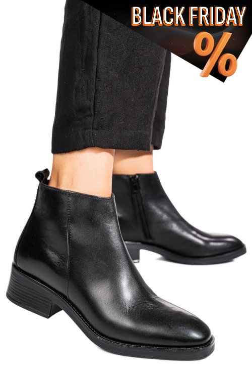 Fekete természetes bőr bakancs vs7hb22-4202