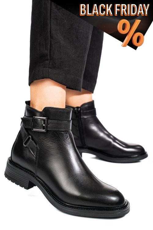 Fekete természetes bőr bakancs ws7hh66h16