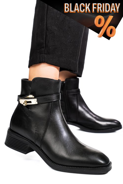 Fekete természetes bőr bakancs vs7hb22-4207