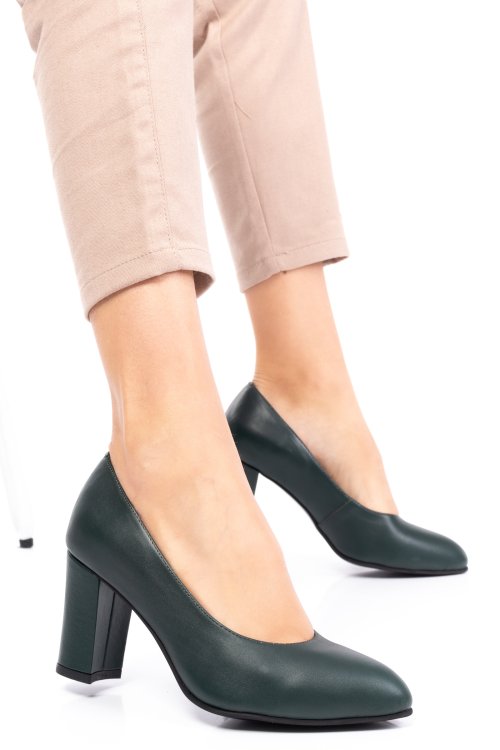 Zöld természetes bőr magassarkú cipők 3s7h015