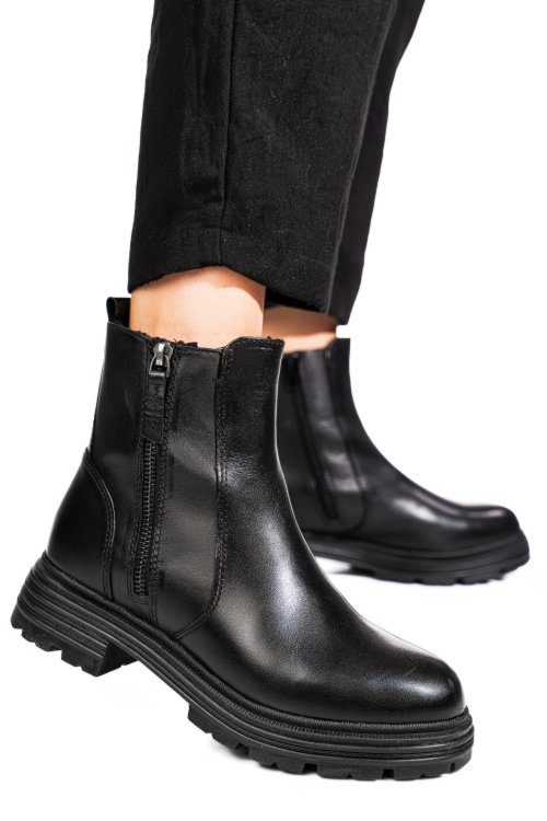 Fekete természetes bőr bakancs vs7hb25-4209