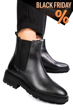 Fekete természetes bőr bakancs 1s7h1892