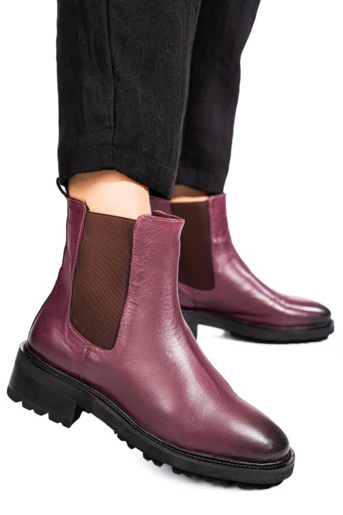 Bordó természetes bőr bakancs 1s7h1892