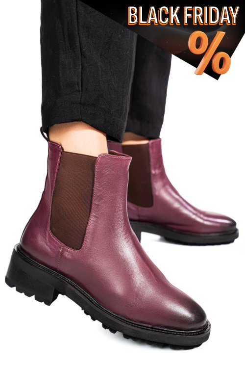 Bordó természetes bőr bakancs 1s7h1892