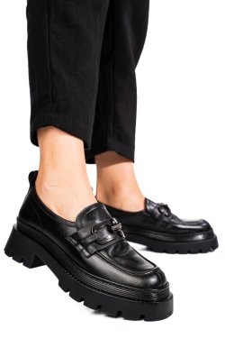 Fekete természetes bőr női lapos cipők 1s7h1881