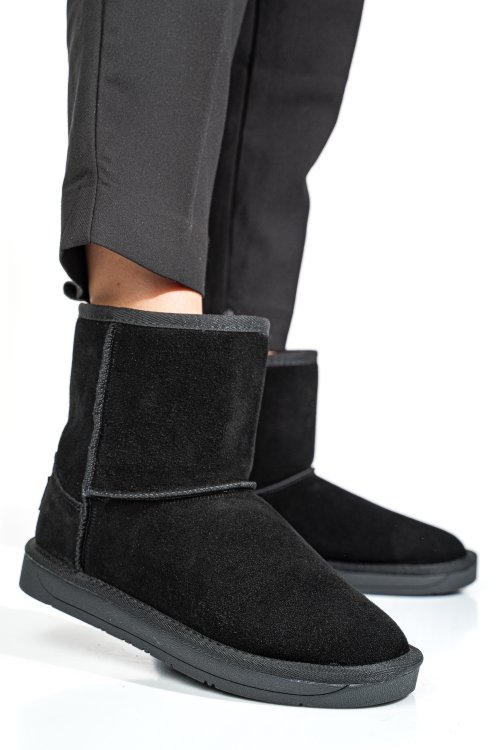 Fekete fordított bőr csizma ss7hcw421p08