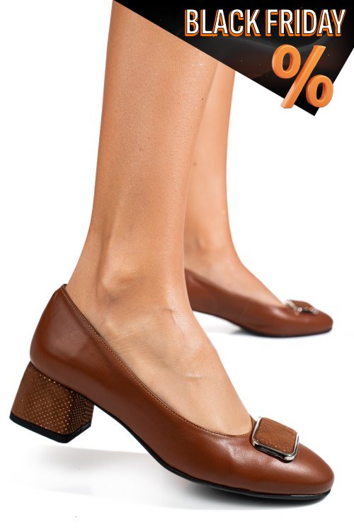 Barna természetes bőr magassarkú cipők 5s7h544