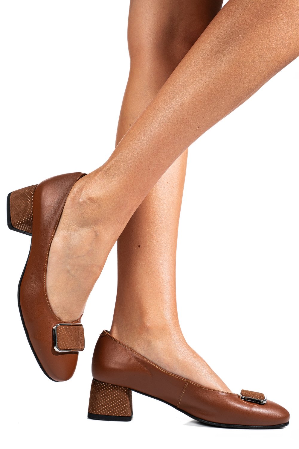 Barna természetes bőr magassarkú cipők 5s7h544