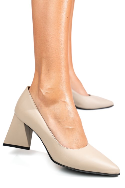 Bézs természetes bőr magassarkú cipők 5s7h725