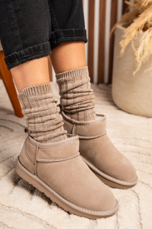 Bézs fordított bőr bakancs 1s7h1200