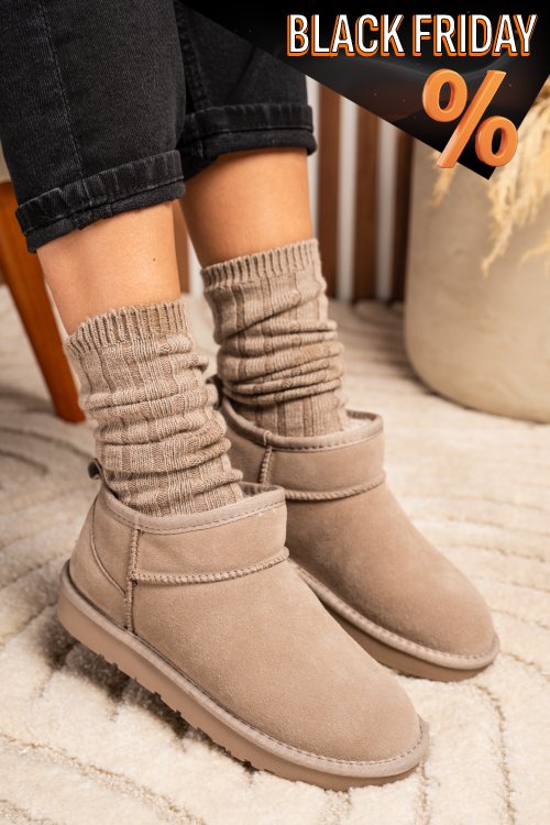 Bézs fordított bőr bakancs 1s7h1200