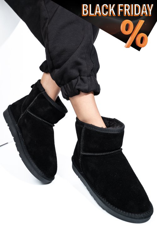 Fekete fordított bőr csizma is7h1201