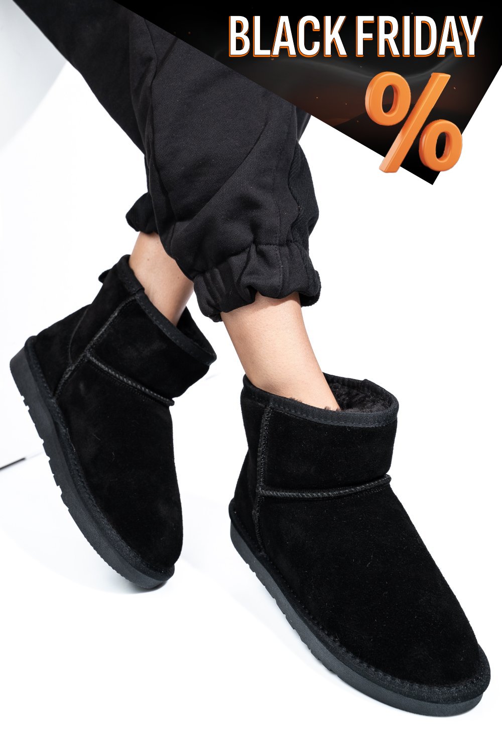 Fekete fordított bőr csizma is7h1201