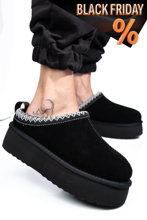 Fekete fordított bőr csizma 1s7h253