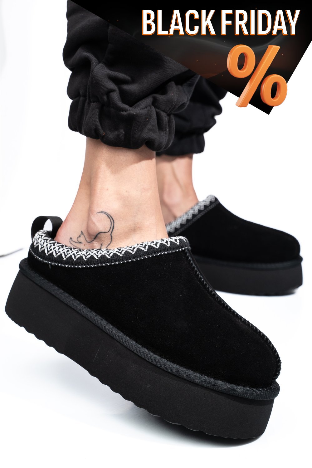 Fekete fordított bőr csizma 1s7h253