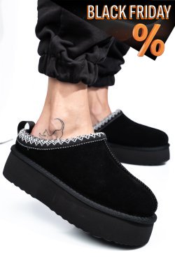 Fekete fordított bőr csizma 1s7h253