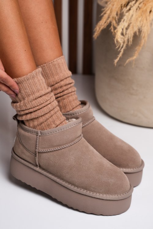 Bézs fordított bőr csizma 1s7h250