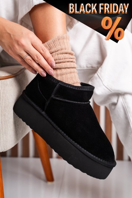 Fekete fordított bőr csizma 1s7h250