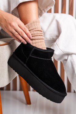 Fekete fordított bőr csizma 1s7h250