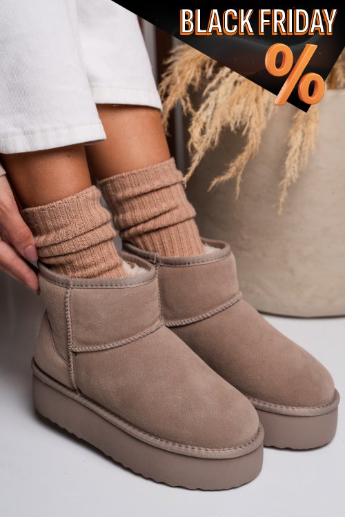 Bézs fordított bőr csizma 1s7h251