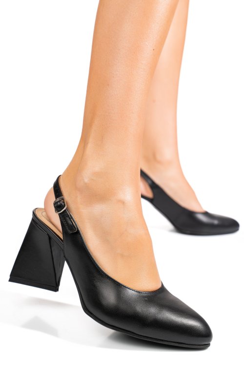 Fekete természetes bőr magassarkú cipők 5s7h726