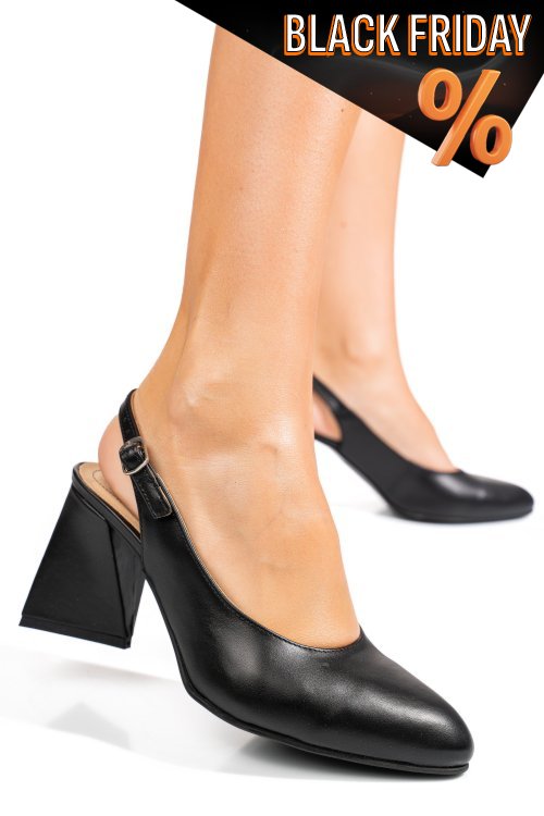 Fekete természetes bőr magassarkú cipők 5s7h726