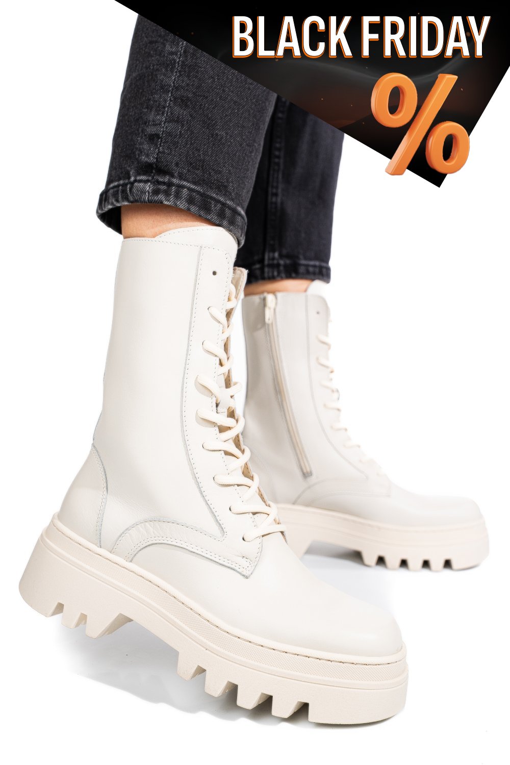 Bézs természetes bőr bakancs 5s7h2132499