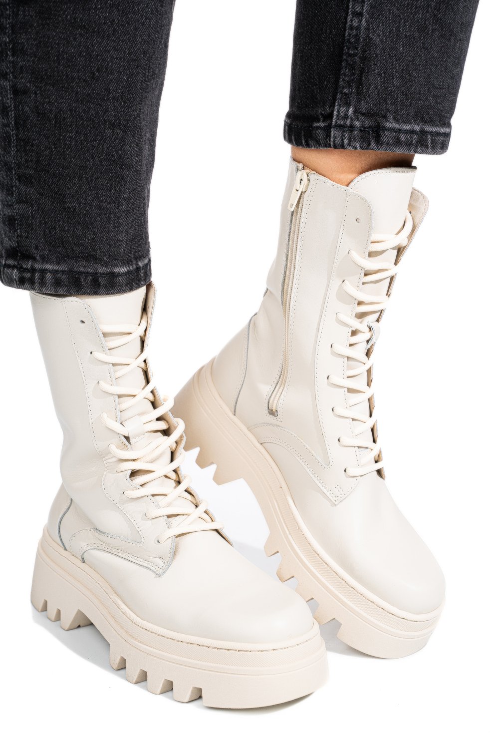 Bézs természetes bőr bakancs 5s7h2132499