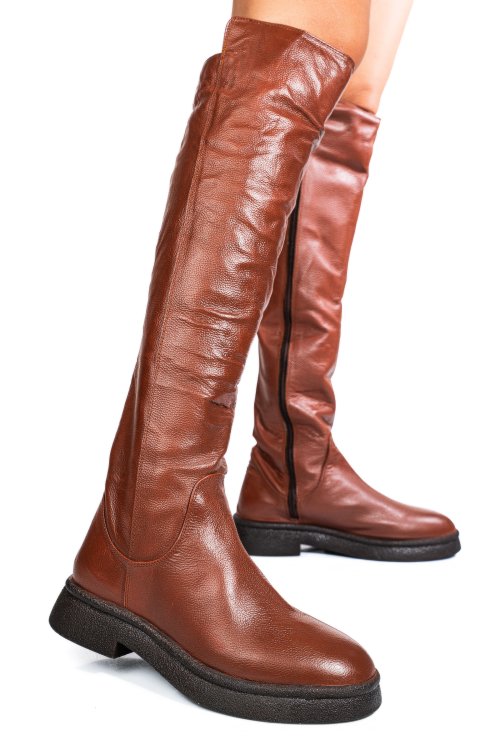 Barna természetes bőr csizma 1s7h1915